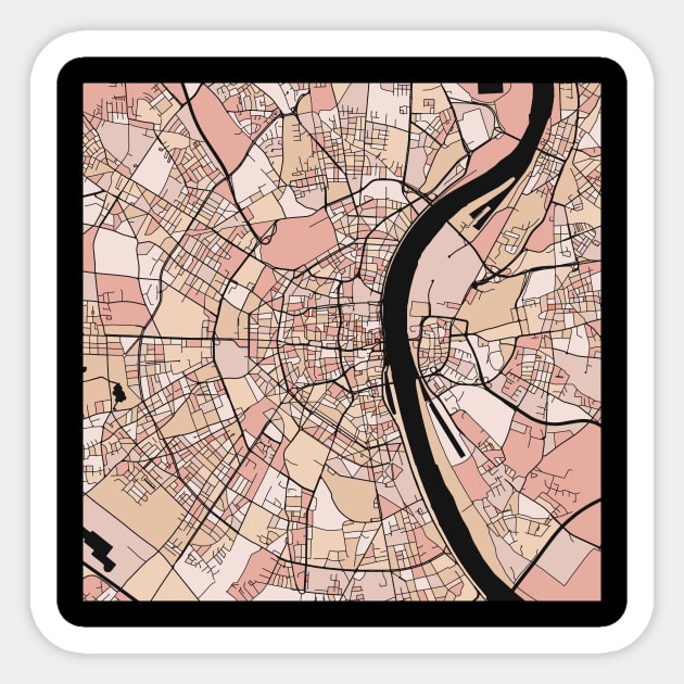 Cologne Map Pattern in Soft Pink Pastels Sticker by PatternMaps